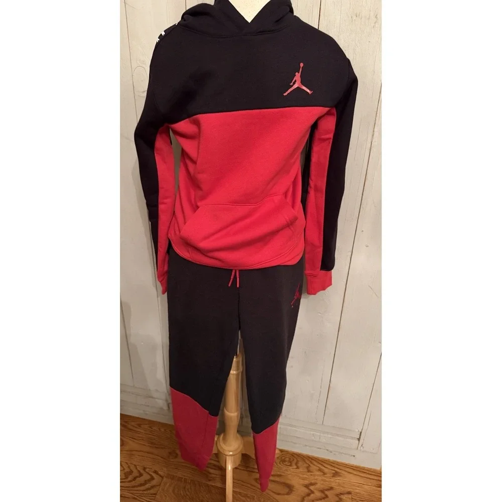 Nike Air Jordan Colorblock Boys Hoodie PANTS Tracksuit 2pc‎ Set Size L-12-13Y